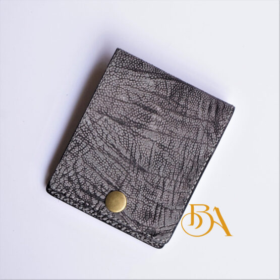 Nubuck Ostrich leather card sleeve, Vintage Ostrich card holder. Minimalist leather card wallet WL319