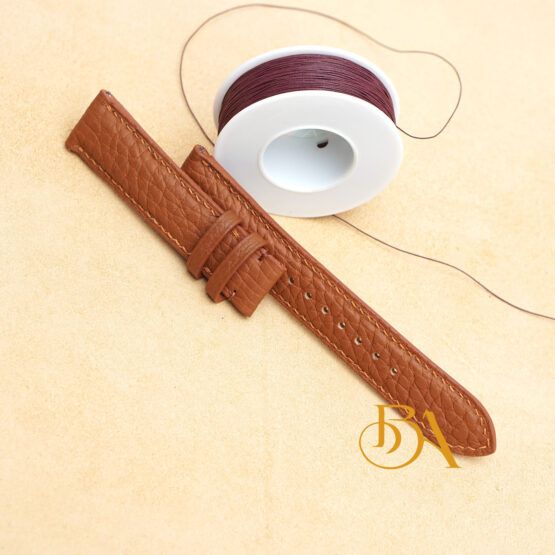 Gold Brown Togo leather watch strap, Quick Release Calf watch band SW290