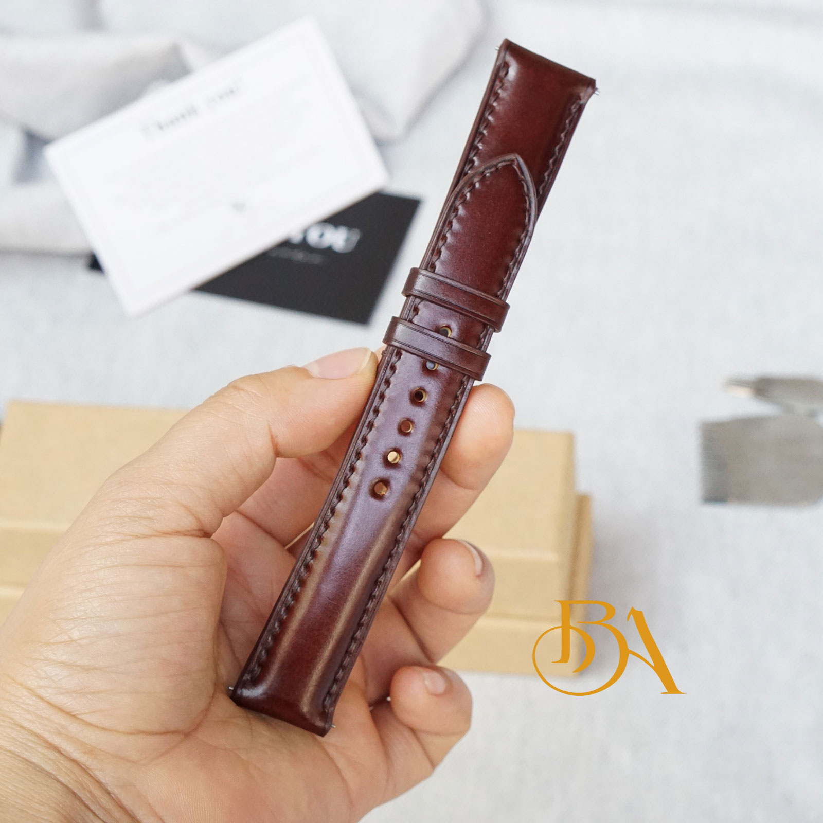 Shinki Hikaku Shell Cordovan leather strap, Brown watch band SW210