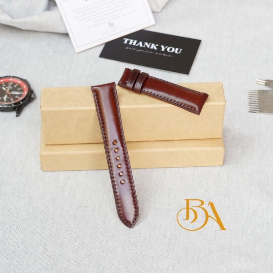 Shinki Hikaku Shell Cordovan leather strap, Brown watch band SW210