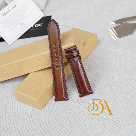 Shinki Hikaku Shell Cordovan leather strap, Brown watch band SW210