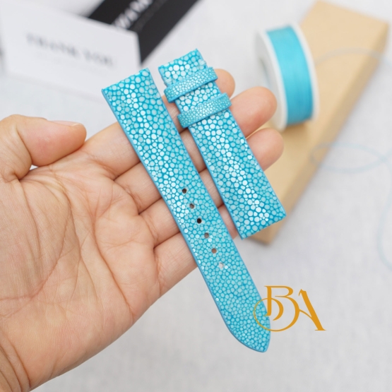 Light Blue Stingray leather watch strap, Custom leather watch band SW211