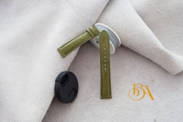 Olive lizard leather strap, Quick release leather watch band SW320