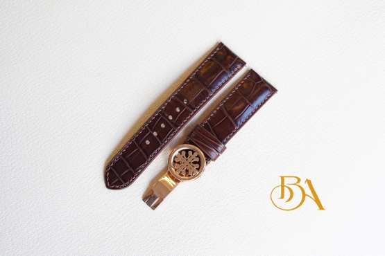 Premium Alligator watch strap for Patek, Dark Brown leather strap Patek clasp SW212