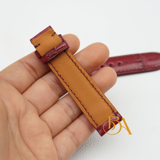 Top Quality Alligator leather watch band, Burgundy Alligator watch strap SW154