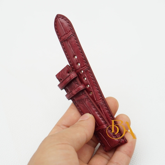 Top Quality Alligator leather watch band, Burgundy Alligator watch strap SW154