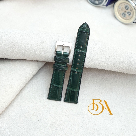 Premium Alligator watch strap with Brushed Steel Pin Buckle SW327
