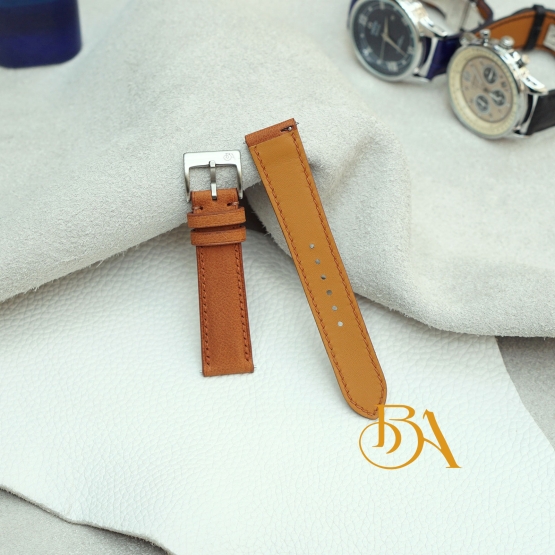 Quick release Brown leather strap, Wax Goat leather watch band SW326