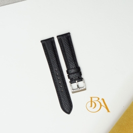 Black quick release watch strap handcrafted, Hatch Grain Calf leather band SW324