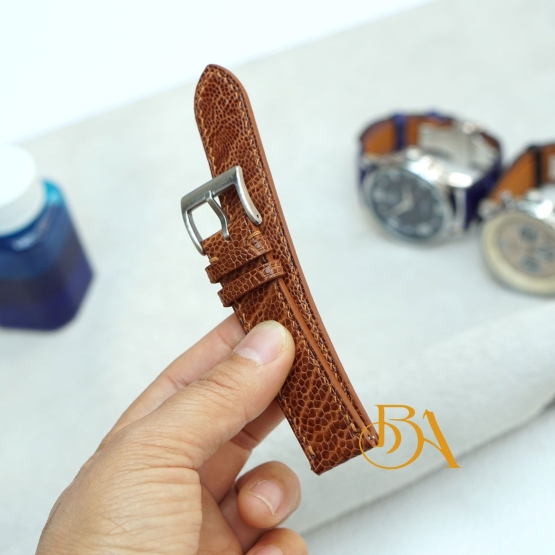 Handmade Ostrich leg leather watch band, Brown Ostrich watch strap SW329