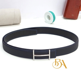 Deep blue Togo Calf leather belt with Stainless Steel Buckle BLB08