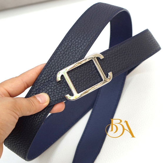 Dark blue Calf leather belt handcrafted BLB02