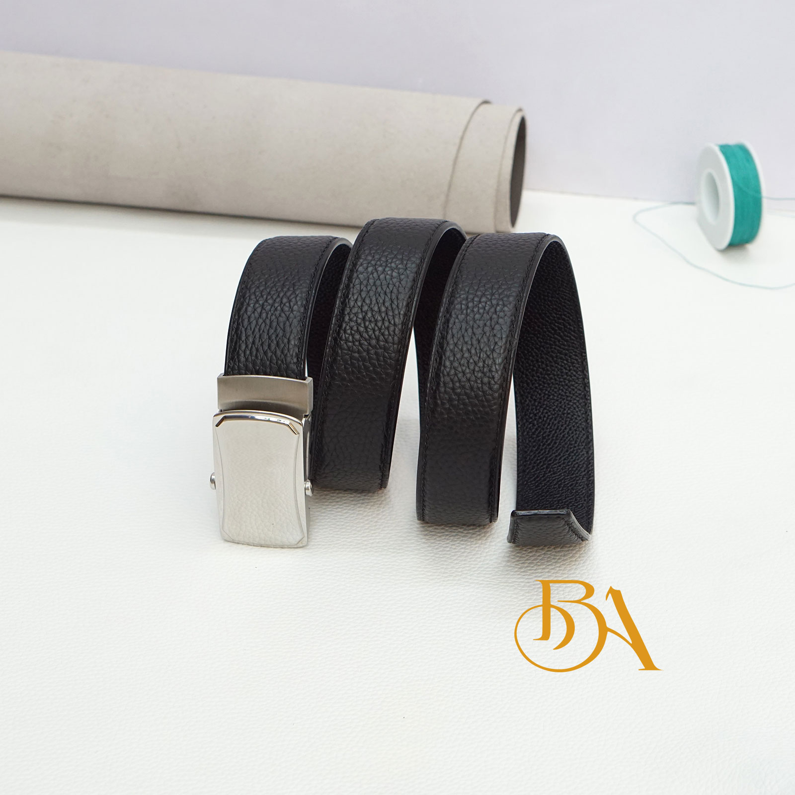 Handmade Togo leather belt for men with Stainless Steel Buckle BLB04