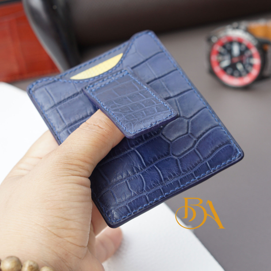 Alligator leather Magnetic Money Clip, Genuine Leather Card Holder VWL116