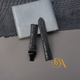 Black Python leather watch band, Genuine leather band Quick release SW339