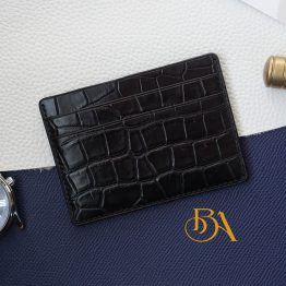Premium Alligator credit card wallet, Black Genuine leather card holder VWL120