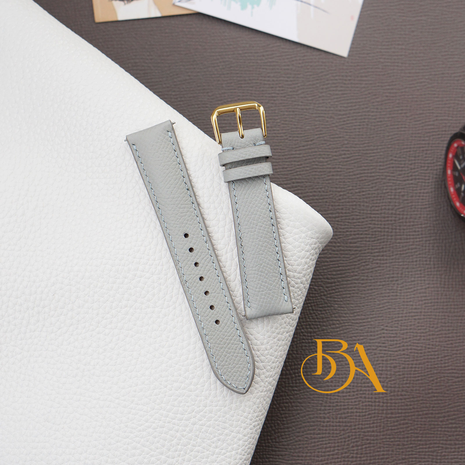 Light Grey Epsom leather watch strap with Quick release pins ESW347