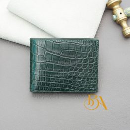 Dark Green Alligator Leather Wallet, Men bifold wallet handcrafted AWL280