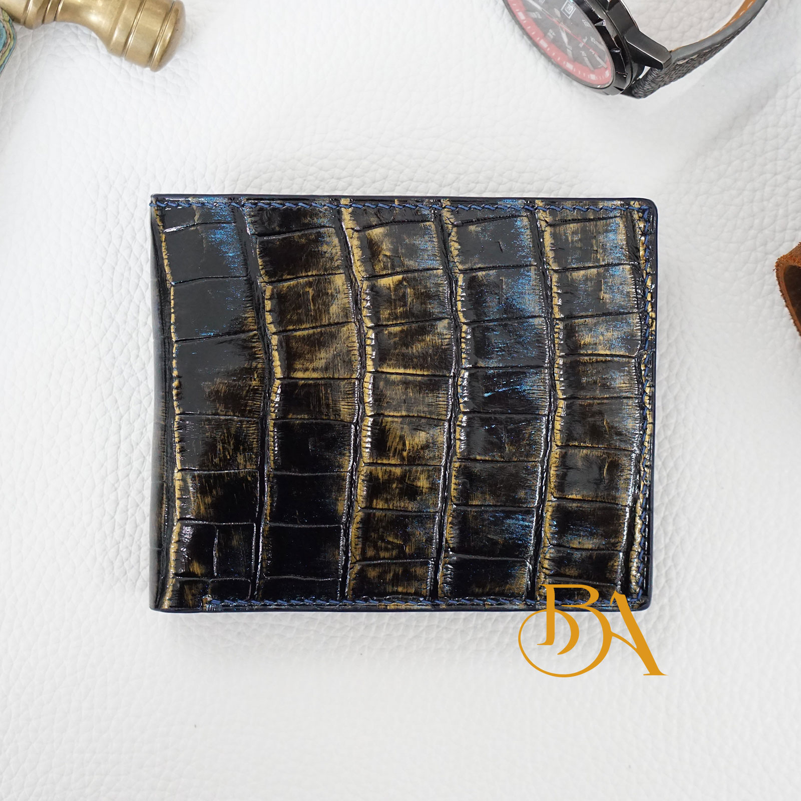 Premium Alligator leather bifold wallet handmade AWL281