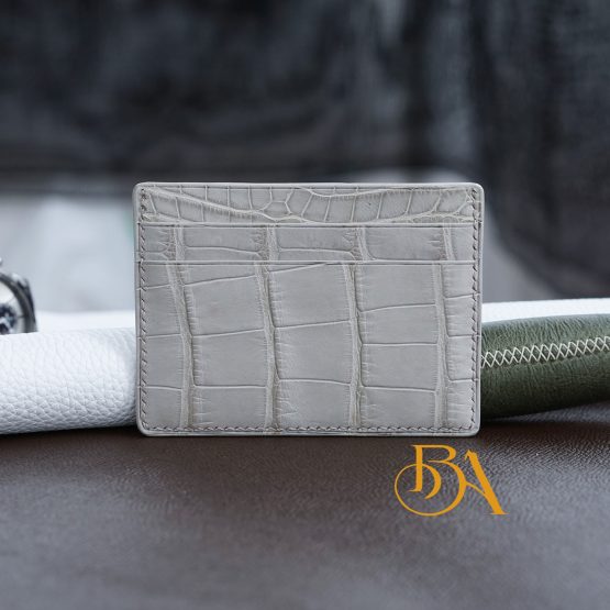 Light Grey Alligator leather card holder wallet VWL121 - Image 2