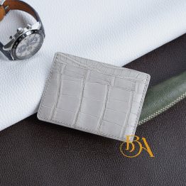 Light Grey Alligator leather card holder wallet VWL121