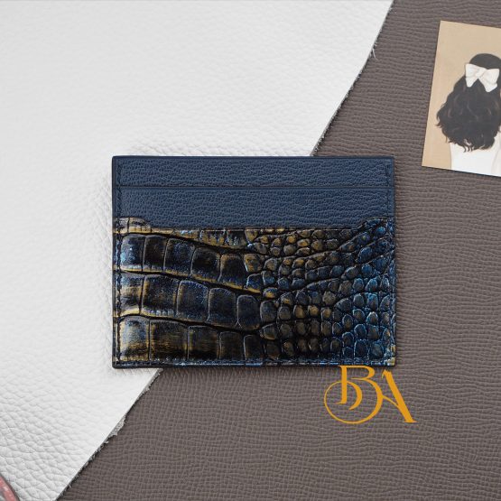 Handcrafted Unique Alligator leather card holder VWL122 - Image 3