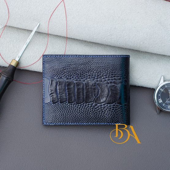 Deep blue Ostrich leg leather wallet for men OWL285 - Image 6