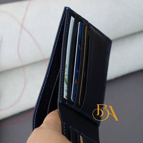 Deep blue Ostrich leg leather wallet for men OWL285 - Image 5