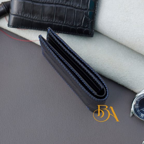 Deep blue Ostrich leg leather wallet for men OWL285 - Image 4