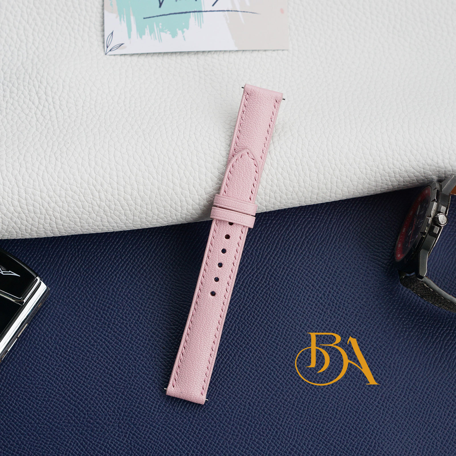 Light Pink Goat leather watch band with Quick release spring bars GSW348