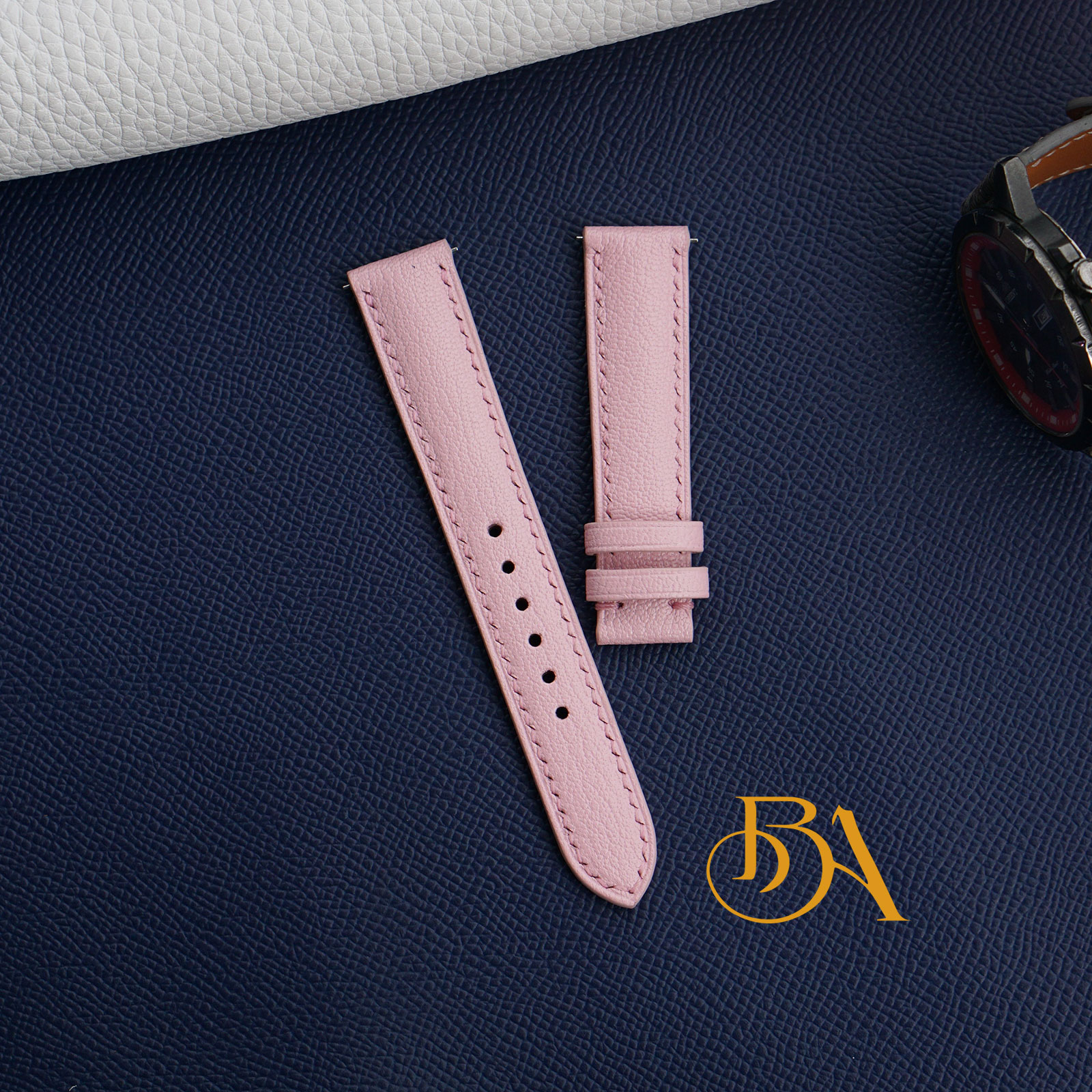 Light Pink Goat leather watch band with Quick release spring bars GSW348