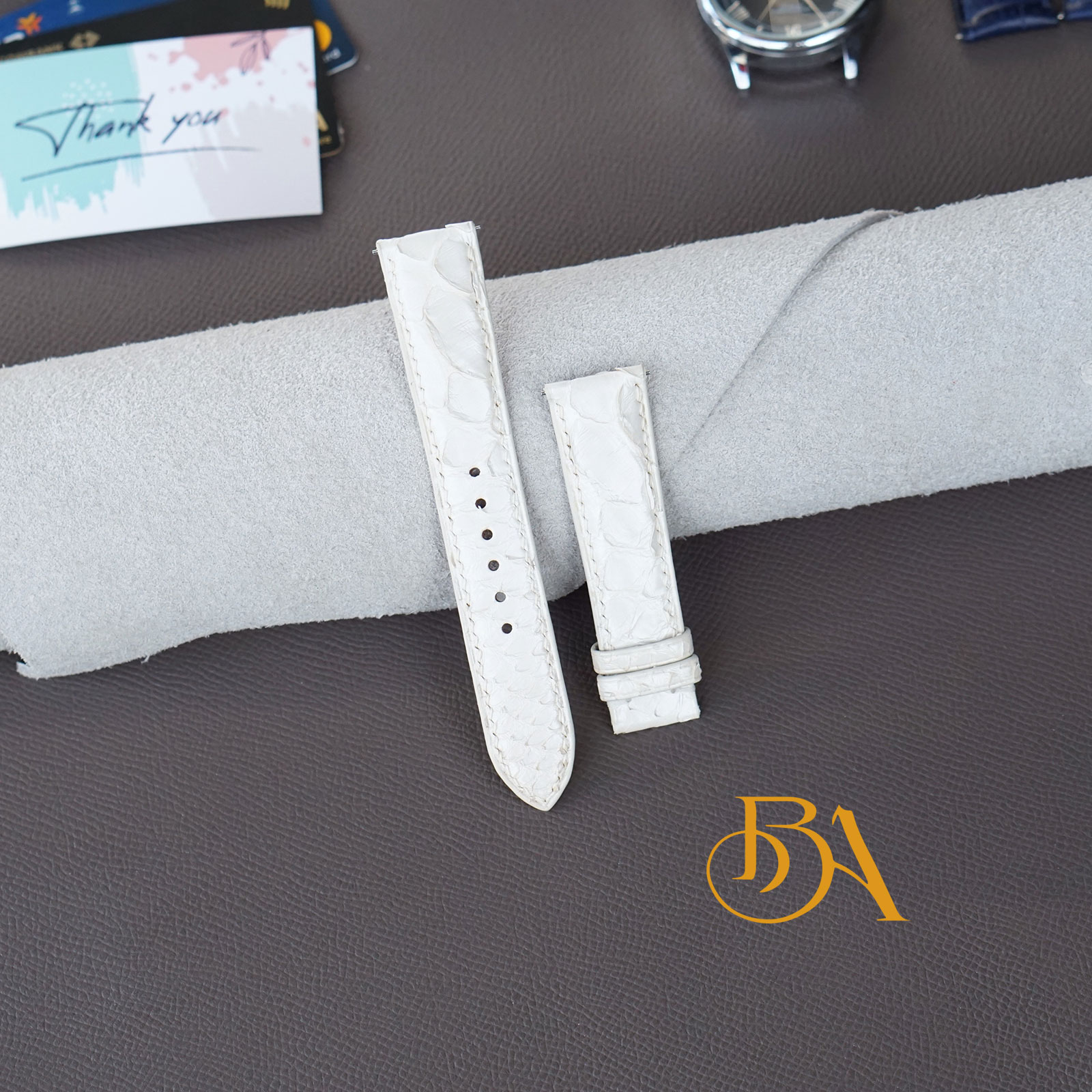 Quick release Pearl White Python leather watch band PSW351