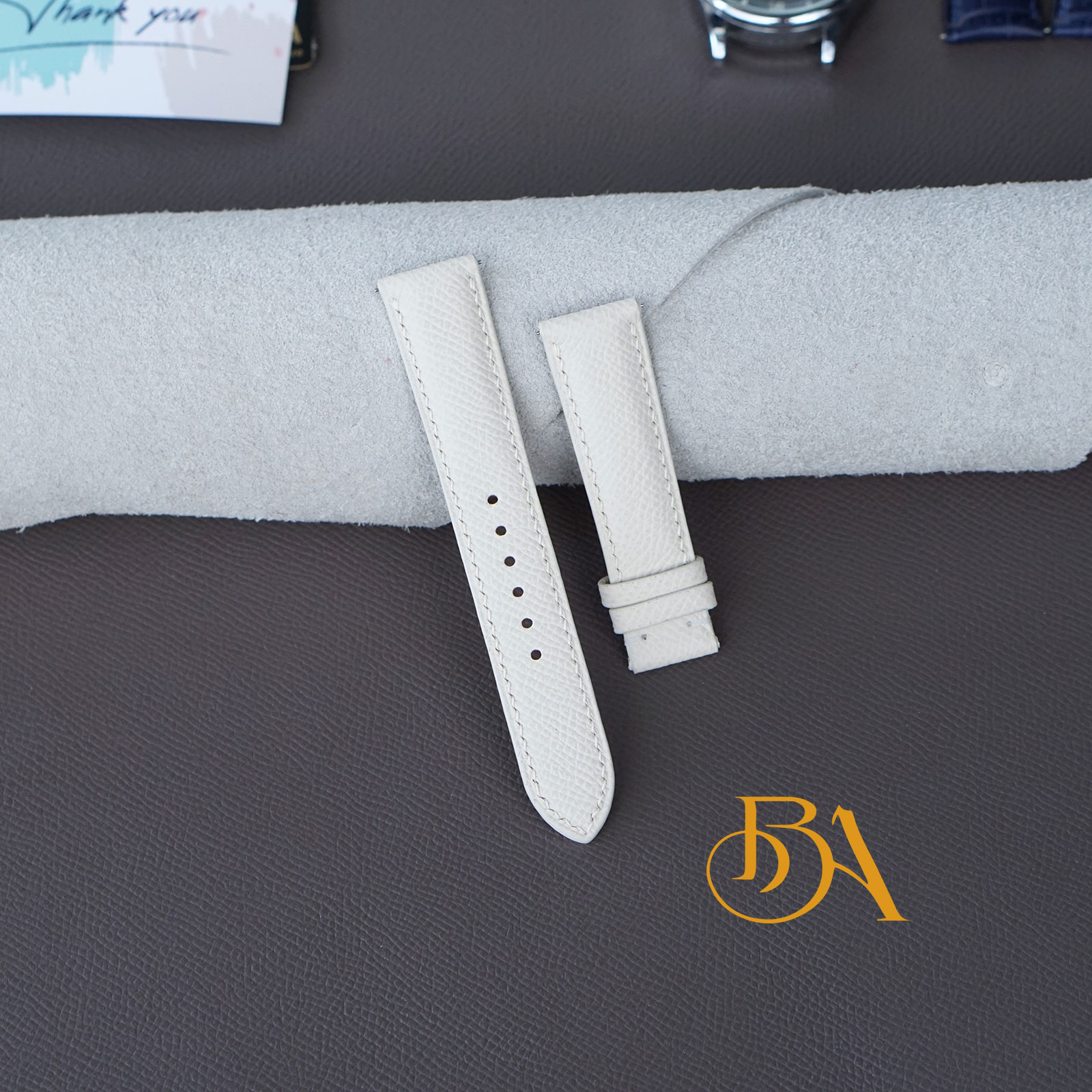 Handcrafted Off-White Epsom leather watch strap with Quick release pins ESW350