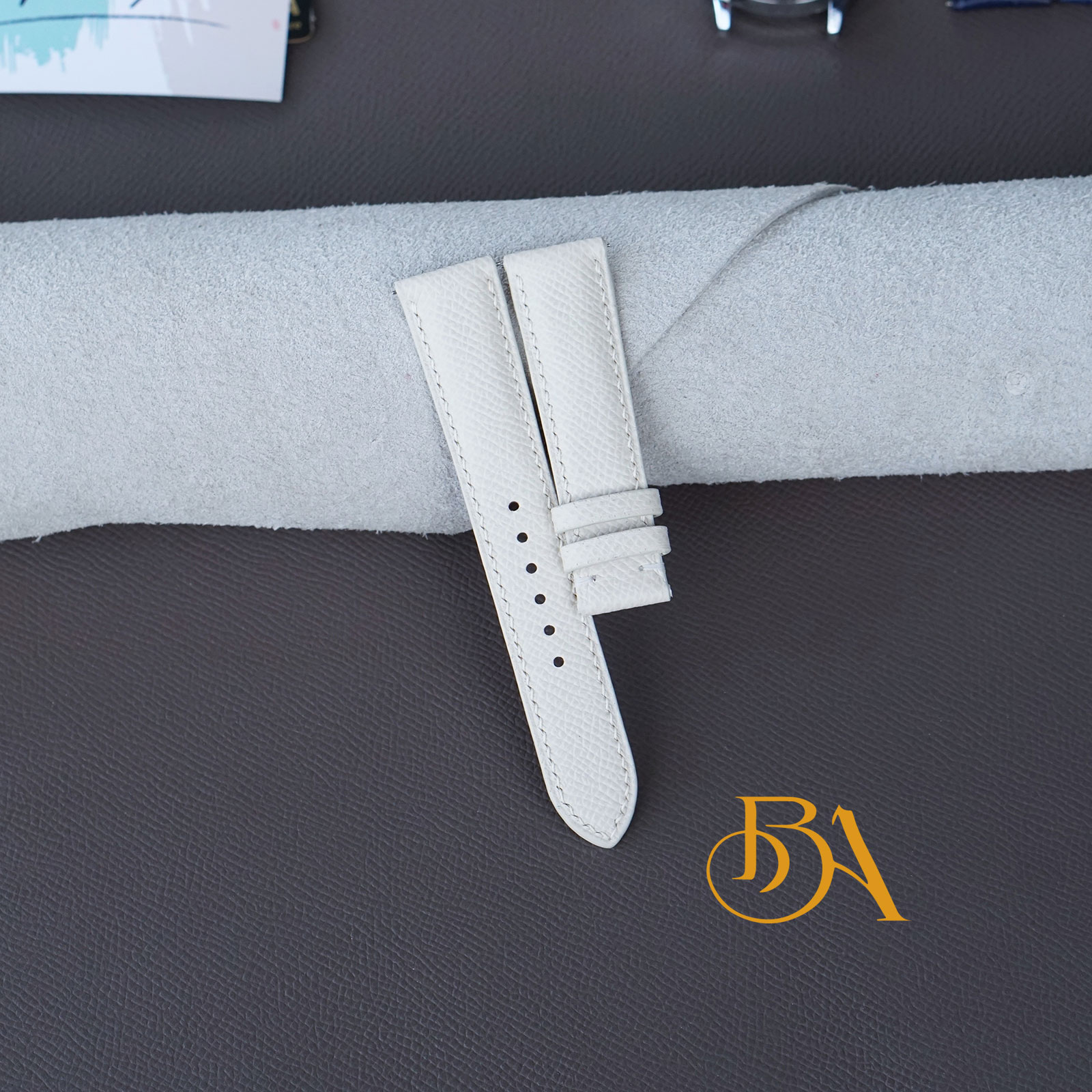 Handcrafted Off-White Epsom leather watch strap with Quick release pins ESW350