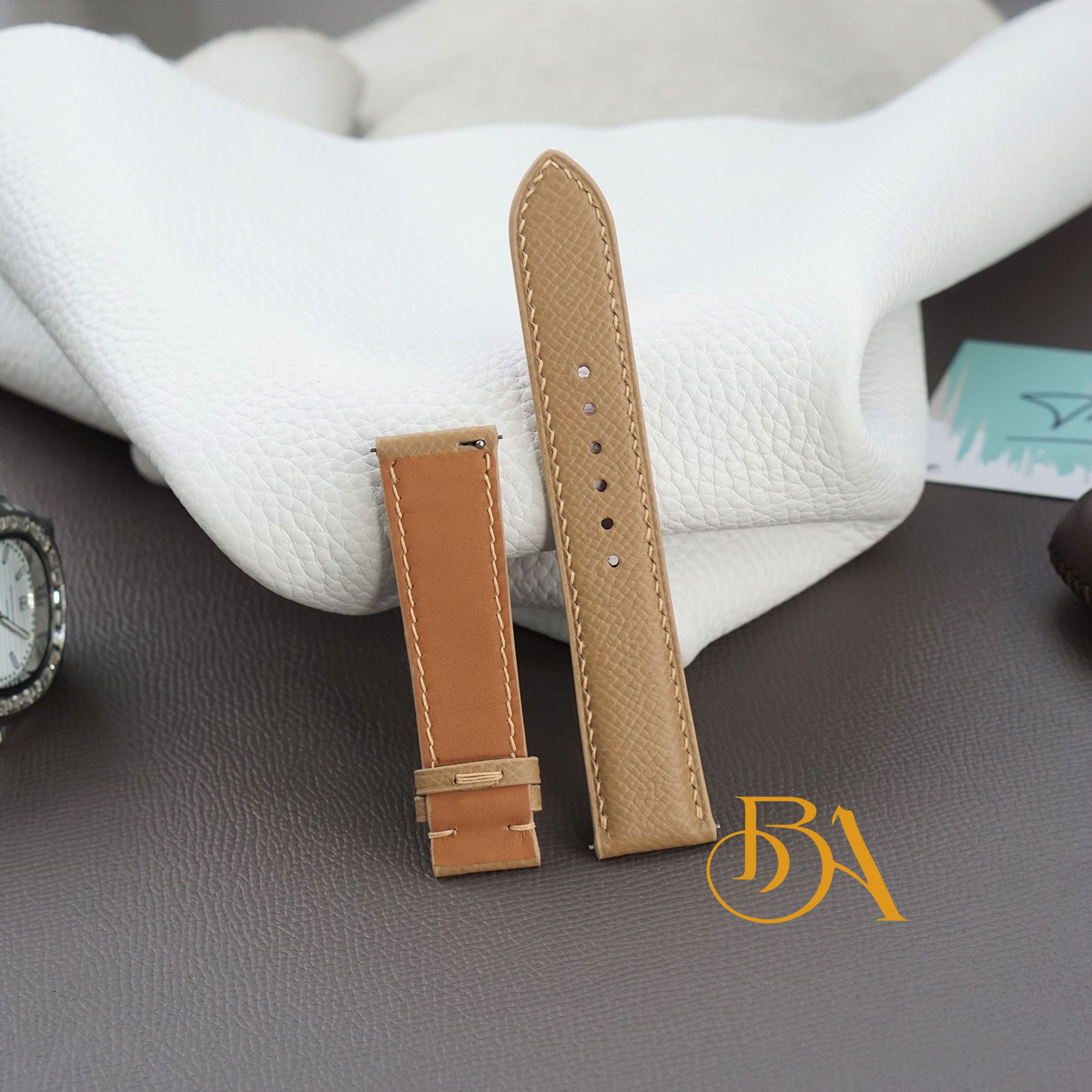 Quick release Beige Epsom Calf leather watch band ESW351