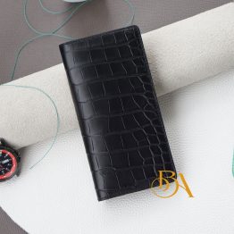 Premium Black Alligator leather long wallet AWL285