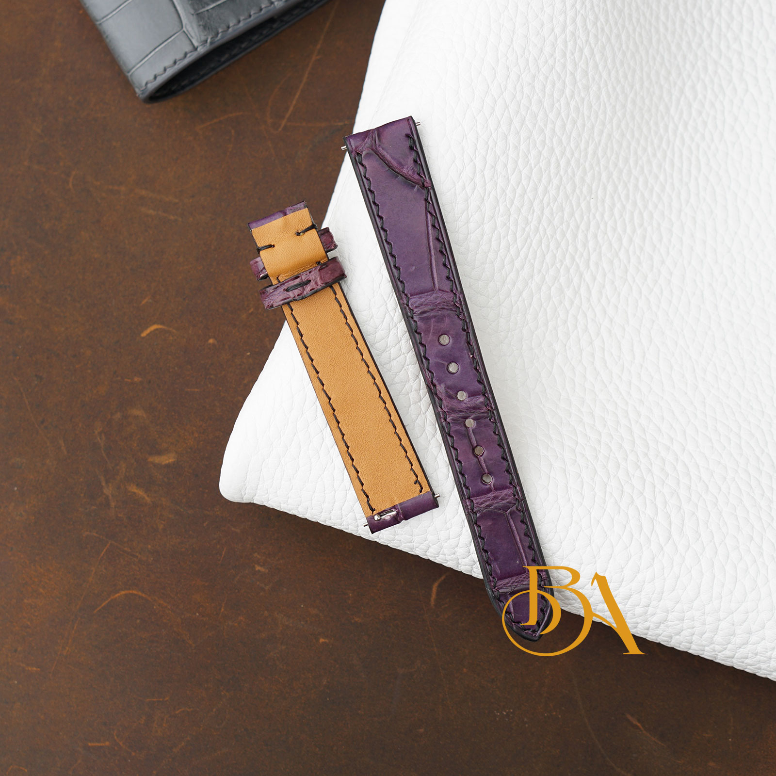 Purple Alligator watch band, Quick release leather watch strap SW364